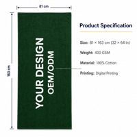 Serviette de plage personnalisée en coton doux à séchage rapide avec logo, impression numérique couleur intégrale, conception OEM, grande taille surdimensionnée