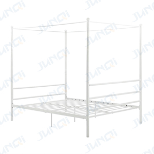 Junqi factory OEM ODM produttore appartamento dormitorio letto cotone zanzariera letto baldacchino letto singolo in metallo quadrate - Product Image 2