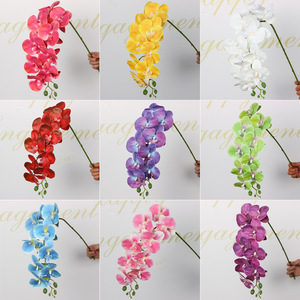 Fleur artificielle d'orchidée Phalaenopsis à 9 têtes en caoutchouc souple, branche unique, pour décoration de mariage, accessoires de photographie en extérieur, décoration intérieure - Product Image 5