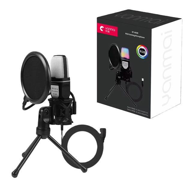 Hot Selling Wireless USB Dynamic RGB Gaming Microphone with Noise Reduction
