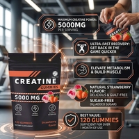 Gummies de créatine HCL à marque privée, véganes, au monohydrate de créatine, suppléments sportifs halal, 5000mg de créatine