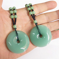 Dragon chinois zodiaque poisson rouge bouddha Jade couleur pendentif sculpté fleur dieux sculpter Statue collier de perles chaîne sac cadeau