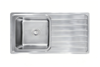 Évier de cuisine moderne en acier inoxydable à cuve unique carrée de petit diamètre, 90x50, avec égouttoir, installation encastrée ou surélevée, vente en gros