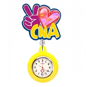 Porta-credenciales con Clip para Enfermera, CNA, UCI, Higienista Dental, con Reloj, Diseño Colorido con Temática Médica, Material Plástico - Product Image 2