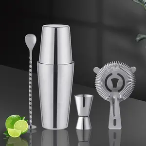 Creation Factory Direct Customizable Bartender Kit Bar Accessory Tools Set 750ml Stainless Steel Cocktail Shaker Boston