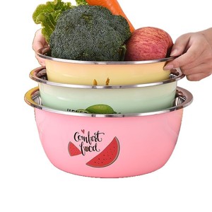 Recipiente de Acero Inoxidable de Grado Alimenticio, Colorido, para Lavar Vegetales, Tazón para Mezclar, Redondo, Multifuncional, para Fregadero de Cocina - Product Image 2