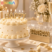 Ensemble de bougies en forme de lettres dorées métalliques de luxe, décorations de gâteau en lettres pour fête d'anniversaire