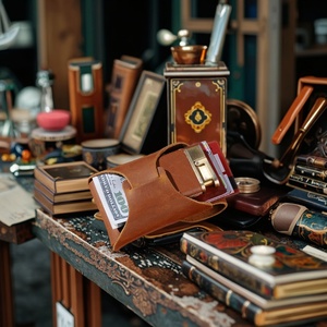 Short Retro Crazy Horse Genuine Leather <b>Wallet</b> Handmade Vintage Style Minimalist Credit & Business Card <b>Holder</b> - Product Image 1