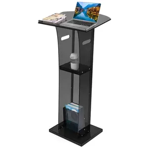 Luxury Acrylic Podium Stand Pulpits Churches Lecterns Podiums with Storage Shelf for Classroom Weddings Lecture Pulpit Stand