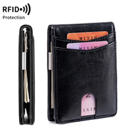 Dompet kantong depan ultra-tipis pemblokir RFID, tempat kartu kredit berpola serat karbon, dompet klip pria sederhana dan portabel