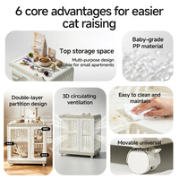 Cage d'intérieur pour chat avec bac à litière, Villa pour animaux de compagnie, Niche pour petits animaux, Grande villa pour chat