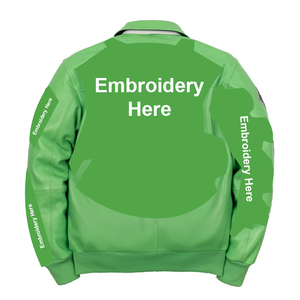 Men's Green Pu Bomber Jacket Casual Autumn Style Zipper Turn down Collar Regular Fit - Product Image 3