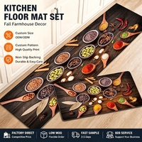 Bulk Custom Farmhouse Spice Kitchen Mat Set with Weatherproof Oil Resistant PVC Backing,Easy Clean Stain Repellent Runner Rug