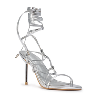 Sandales à talons métalliques à lacets personnalisées pour femmes, mode été, sexy, chaussures à talons hauts pour femmes