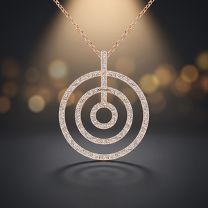 Colgante Clásico de Diamante Cultivado en Laboratorio con Corte Triple Círculo y Engaste Pavé en Oro 10K/14K/18K o Plata 925/935 para Regalo de Aniversario de Bodas - Product Image 1