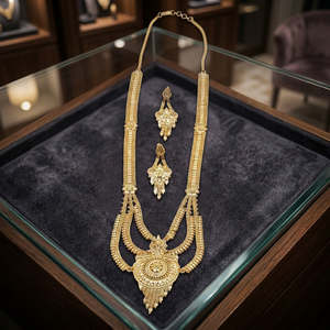Vente de gros Bijoux fantaisie 14K 18K 24K plaqué or formant ensemble de bijoux longs, bijoux longs traditionnels, bijoux en laiton plaqué or. - Product Image 3