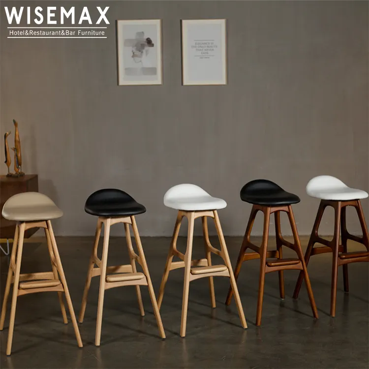 Tabouret de bar en bois massif avec cuir, meuble de Restaurant, de style japonais,