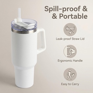 Gobelet isotherme à double paroi avec revêtement en poudre pour le camping, la conduite, les activités de plein air, logo personnalisé, 40 oz avec poignée - Product Image 6