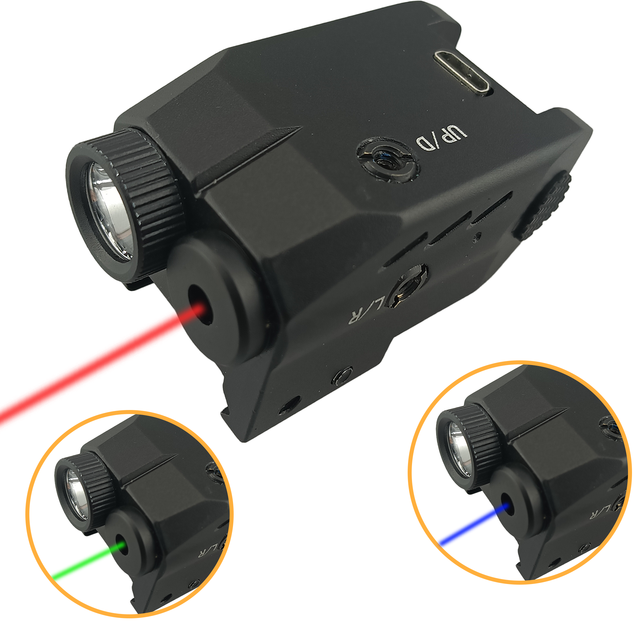 TYPHON Strobe Flashlight & Red/Green/Blue  Laser  Magnetic Rechargeable USB Battery Precision Laser Class of IIIA, 5mW