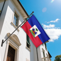 Drapeau d'Haïti personnalisé en polyester pour extérieur, bannière murale nationale haïtienne avec œillets en laiton