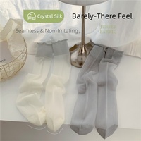Chaussettes mi-mollet ultra-fines et respirantes en polyester transparent pour femmes, style Balletcore, idéales pour l'été et l'utilisation quotidienne avec des chaussures Mary Jane