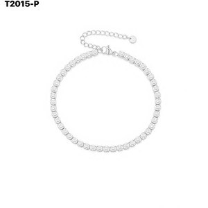 Amy Amy <b>Anklet</b> 925 <b>Silver</b> Rhodium Plated Crystal Rhinestone Round Brilliant Cut Classic Style Women's Everyday Wear - Product Image 1