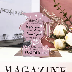 Targa in Acrilico Trasparente con Stampa a Colori, Espositore da Tavolo Rosa per la Stagione delle Lauree, Regalo Ispirazionale di Benedizione - Product Image 4