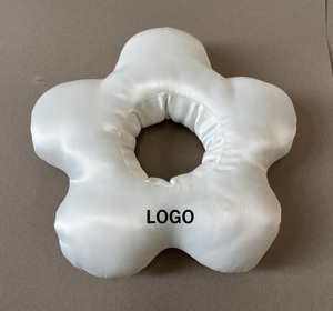 Coussin donut en tissu tricoté satiné doux avec logo personnalisé, pour le soutien de <span class=keywords><strong>la</strong></span> tête des dormeurs latéraux, rembourré, avec trou pour les oreilles, pour canapé - Product Image 6