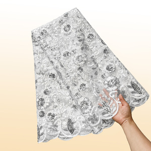 Dentelle française, paillettes, broderie, tricot, polyester/métallique, motifs Aso Oke, vêtements de fête pour femmes nigérianes, léger, respirant - Product Image 5