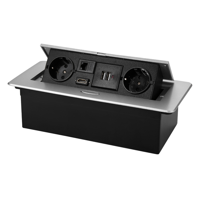 Multimedia Design European Standard Power Socket 250v/16A USB Charging Computer Jack Hidden Desktop Socket