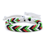 Bracelets de poignet réglables de style palestinien multicolore faits à la main Bracelet de corde de code de drapeau de pays pour hommes femmes