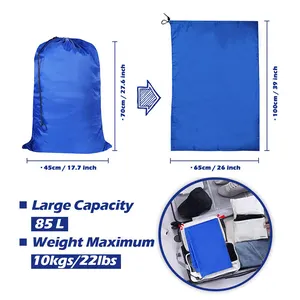 Bolsa de viagem portátil de nylon reutilizável, sacola de lavanderia com estampa de cor personalizada para hotel, grande cordão de armazenamento de roupas