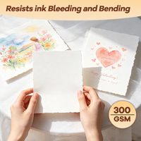 50 feuilles de papier artistique 300 GSM en coton, bord festonné, fait main, pressé à froid, surface texturée rugueuse, absorbant