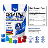 Gummies de créatine monohydrate OEM ODM pour le soutien de l'entraînement et la croissance musculaire, saveur fruitée, complément alimentaire