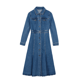 2021 all'ingrosso nuova moda elegante vita sottile abiti in <span class=keywords><strong>Denim</strong></span> manica lunga svasati Plus Size abiti da donna - Product Image 1