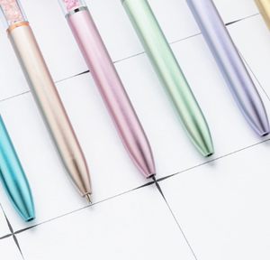 Bolígrafo de punta redonda con cristal de diamante metálico rosa, instrumento de escritura novedoso, bolígrafo promocional. - Product Image 3