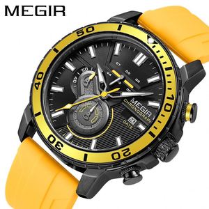 MEGIR 2224 Nouvelle Montre Sportive Tendance pour Homme, Bracelet en Silicone Orange, Montre-Bracelet Décontractée à Quartz pour Homme, Personnalisation du LOGO en Usine - Product Image 1