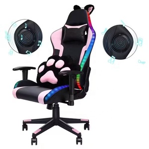<span class=keywords><strong>Sedia</strong></span> da Gaming con Altoparlante Bluetooth RGB, Cuscino a Forma di Zampa di Gatto, <span class=keywords><strong>Sedia</strong></span> Ergonomica per Computer, Comfort Incomparabile - Product Image 1