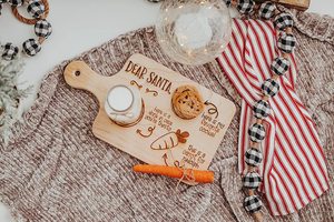 Plateau à collation gravé Père Noël JUNJI, cadeau de Noël, décoration d'intérieur, plateau à lait et à biscuits en bois, <span class=keywords><strong>planche</strong></span> à découper en bois pour Père Noël - Product Image 5