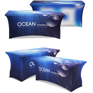 Nappe ajustée extensible Couverture de table en spandex de 6 'avec logo-Nappe de table de marque personnalisée Premier - Product Image 3