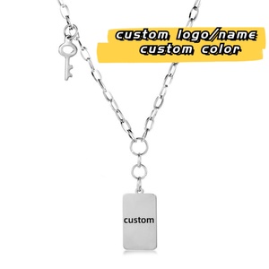 Colgante Rectangular de Acero Inoxidable con Acabado Pulido, Colgante con Forma de Llave y Logotipo Personalizado, Joyería - Product Image 2