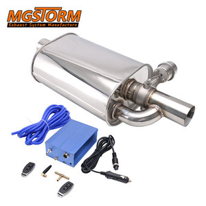 Kit de silencieux Valvetronic pour voiture avec pompe à vide, corps rectangulaire 9,5x6 pouces, entrée 3 pouces, sortie à deux tubes 1,77+3 pouces avec interrupteur de valve - Product Image 1
