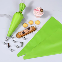 Lebensmittelechte 12/14/16 Zoll EVA Grüne Spritzbeutel-Sets mit Edelstahl-Tüllen Spritzdüsen-Set Kuchen-Dekorations-Backzubehör