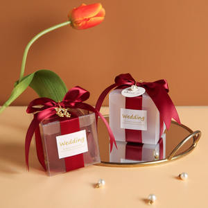 Quadratische Klare PVC-Faltbox Dankeschön-Box Brautjungfern Süßigkeiten Schokoladen-Verpackung Kleine Transparente Hochzeitsgeschenkbox - Product Image 3