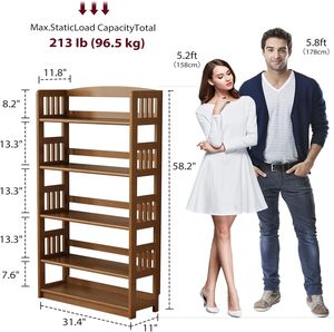 Estantería Abierta de Cinco Niveles, Moderna, de Madera Natural, para Estudio, Oficina, Sala de Estar, Estante de Almacenamiento Independiente - Product Image 3
