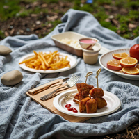 Assiettes en papier de bagasse biodégradables de 9 pouces écologiques et jetables vertes pour fast-food, compostables pour les fêtes et les restaurants