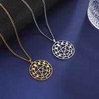 Collier Pentagramme Wicca Vintage Myshape en Acier Inoxydable, Bijou Amulette Symbole Religieux pour l'Éternité, l'Infini, les Paganistes et les Sorcières