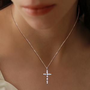 Collier pendentif croix en argent sterling 925 avec zircon, cadeau de bijoux religieux pour femmes - Product Image 3