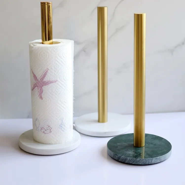 Marble Paper Towel Holder for Kitchen Counter Top Golden Paper Roll Holder Tissue Holder Stand Kitchen