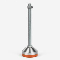 D60*M12*L120/150 Niveau de machine robuste à pied fileté extra long, base en caoutchouc orange anti-vibration